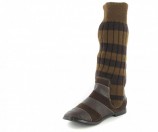 XXL Damen Trend Stiefel Schuhe Strickeinsatz in Übergröße Braun XXL Damen Trend Stiefel Schuhe Strickeinsatz in Übergröße Braun