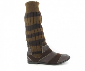 XXL Damen Trend Stiefel Schuhe Strickeinsatz in Übergröße Braun XXL Damen Trend Stiefel Schuhe Strickeinsatz in Übergröße Braun