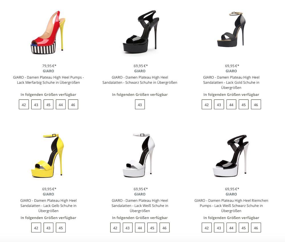 High Heels in Übergrößen von Giaro bei schuhplus - Damenschuhe von Größen 42 bis 46