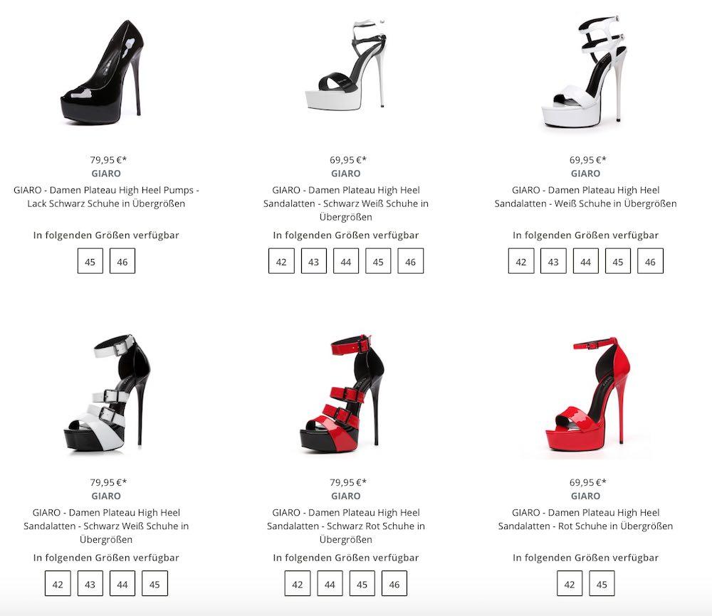 High Heels in Übergrößen von Giaro bei schuhplus - Damenschuhe von Größen 42 bis 46