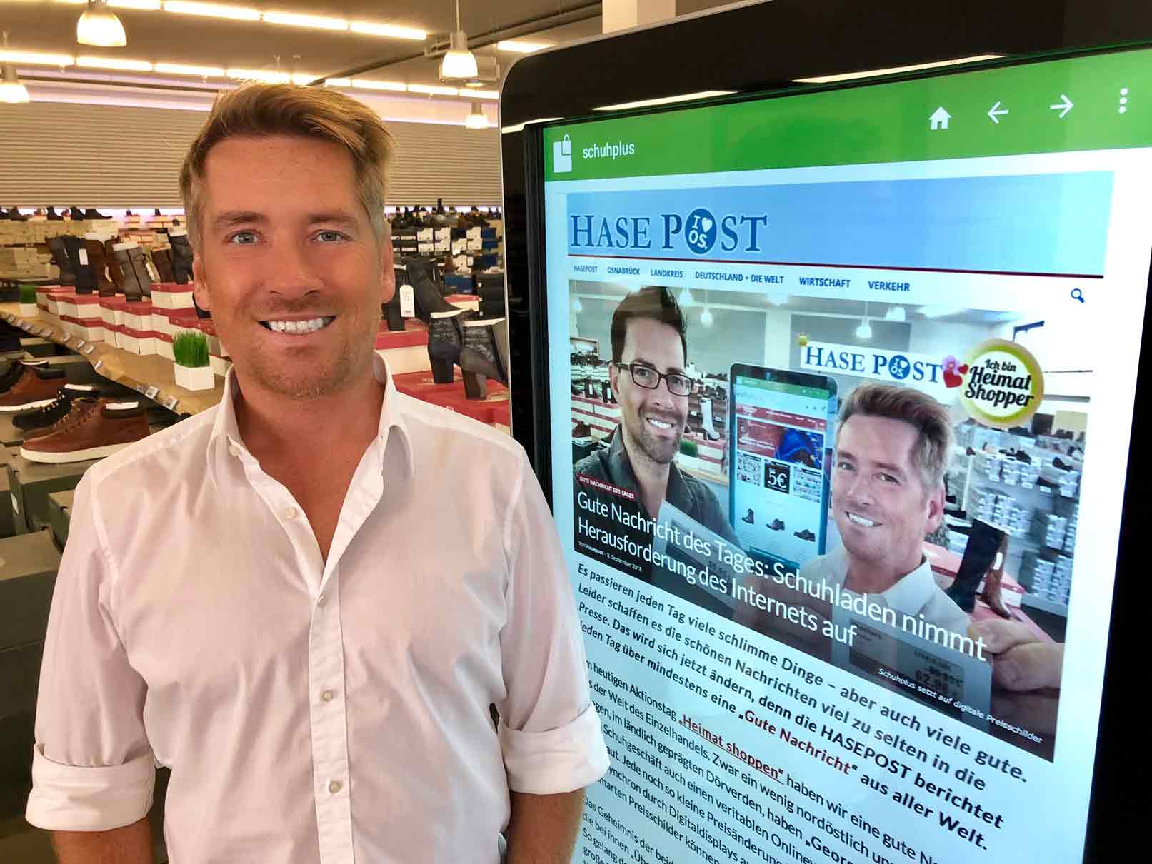 HASEPOST berichtet über Digital-Displays bei schuhplus