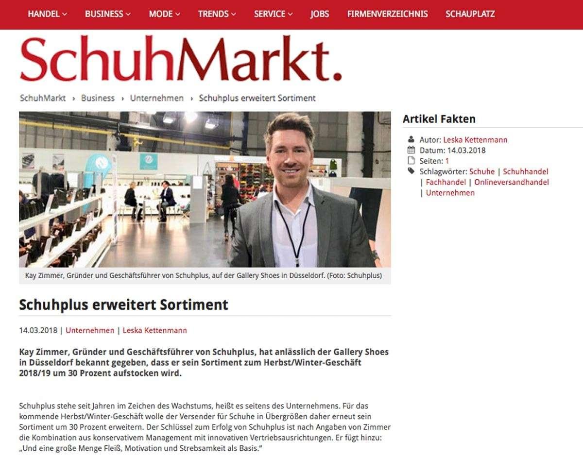 Schuhplus erweitert Sortiment - Artikel im Fachmagazin schuhmarkt