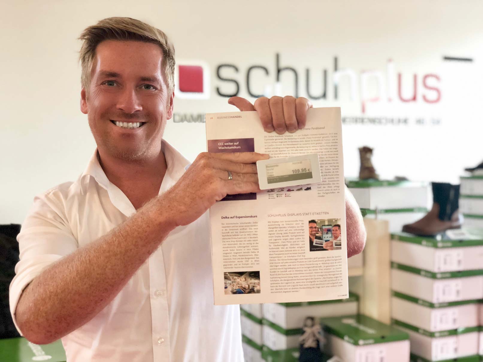 Bericht über schuhplus im Fachmagazin SHOEZ