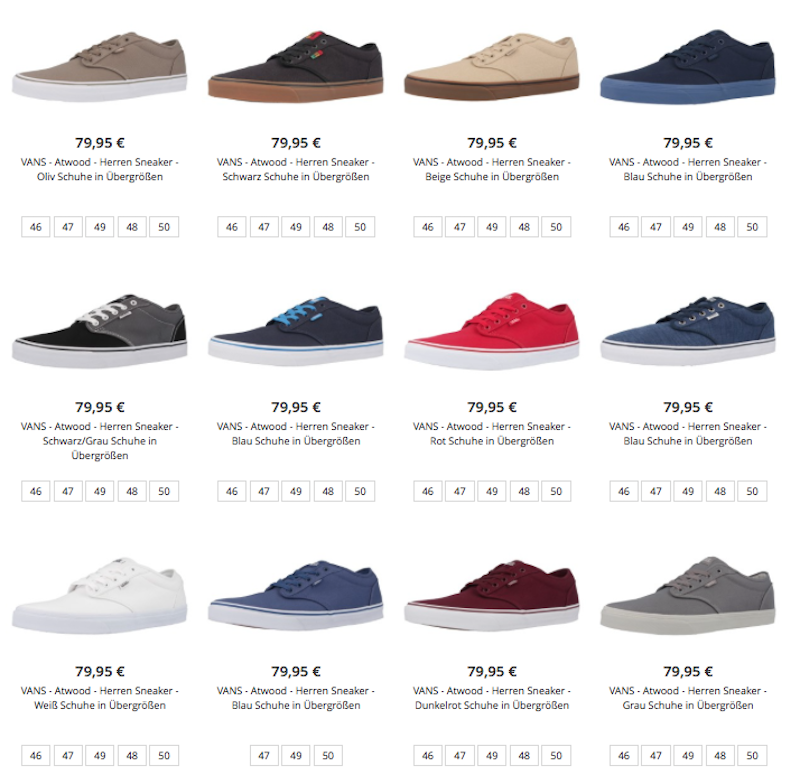 VANS Herrenschuhe in Übergrößen bei schuhplus