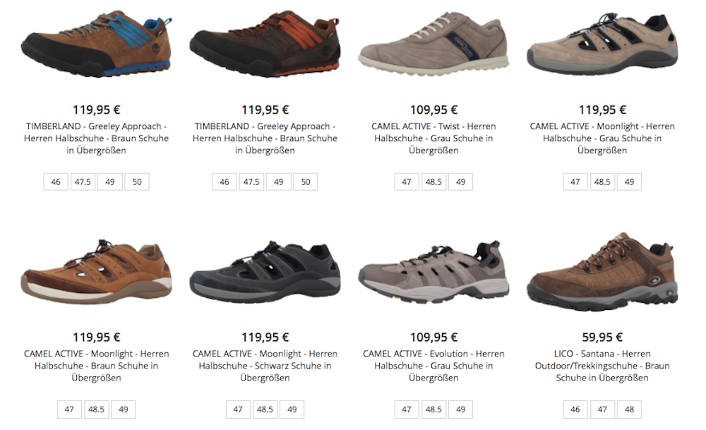 Wanderschuhe in Übergrößen bei schuhplus
