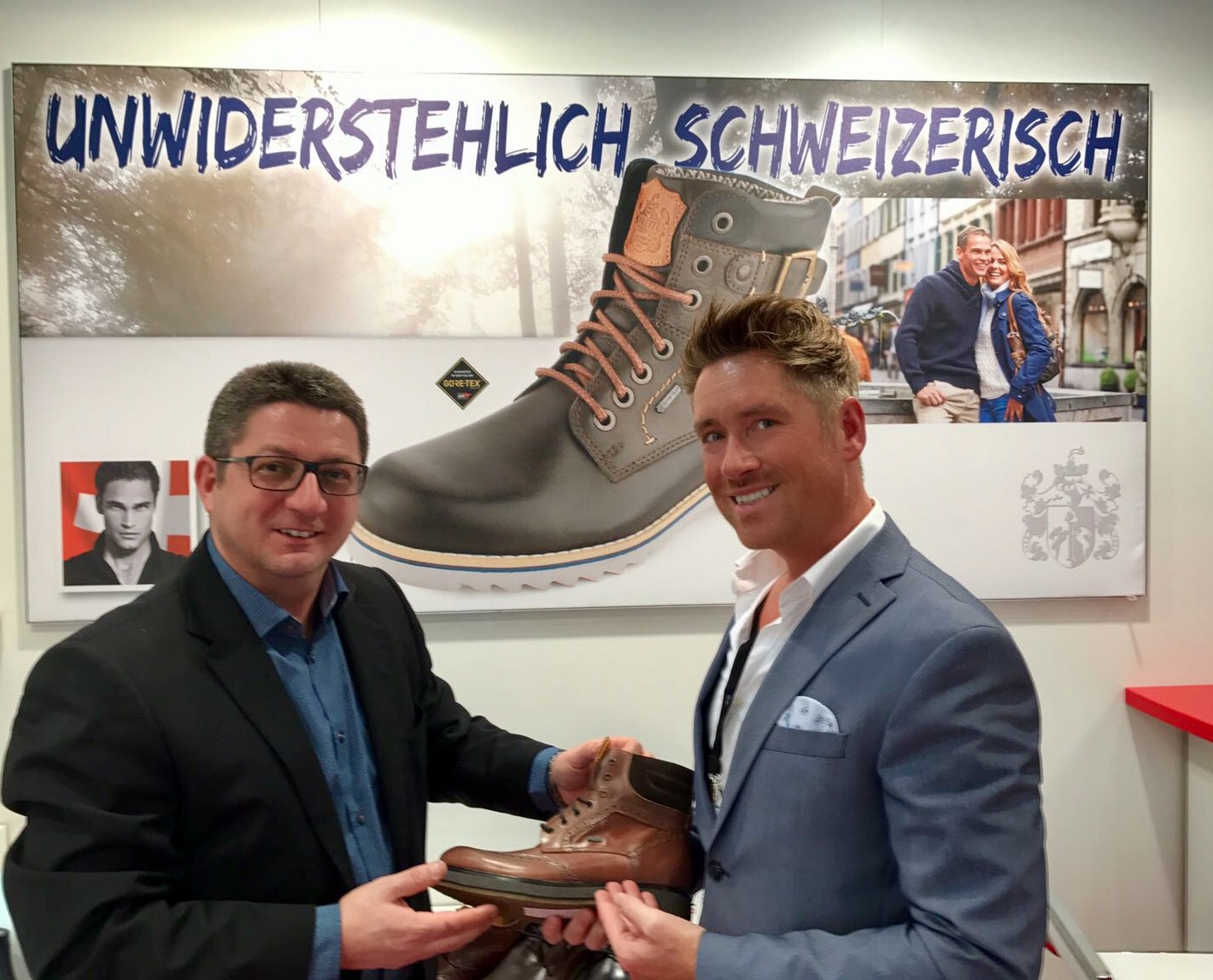 Kay Zimmer, Chef von schuhplus - Schuhe in Übergrößen - im Gespräch mit Walter Valentin, Verkaufsleiter bei Fretz Men