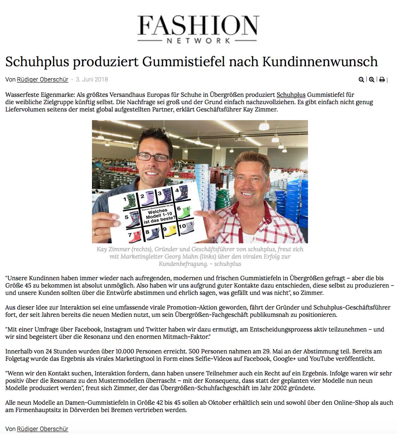 Bericht über die Gummistiefel-Produktion von schuhplus bei FashionNetwork